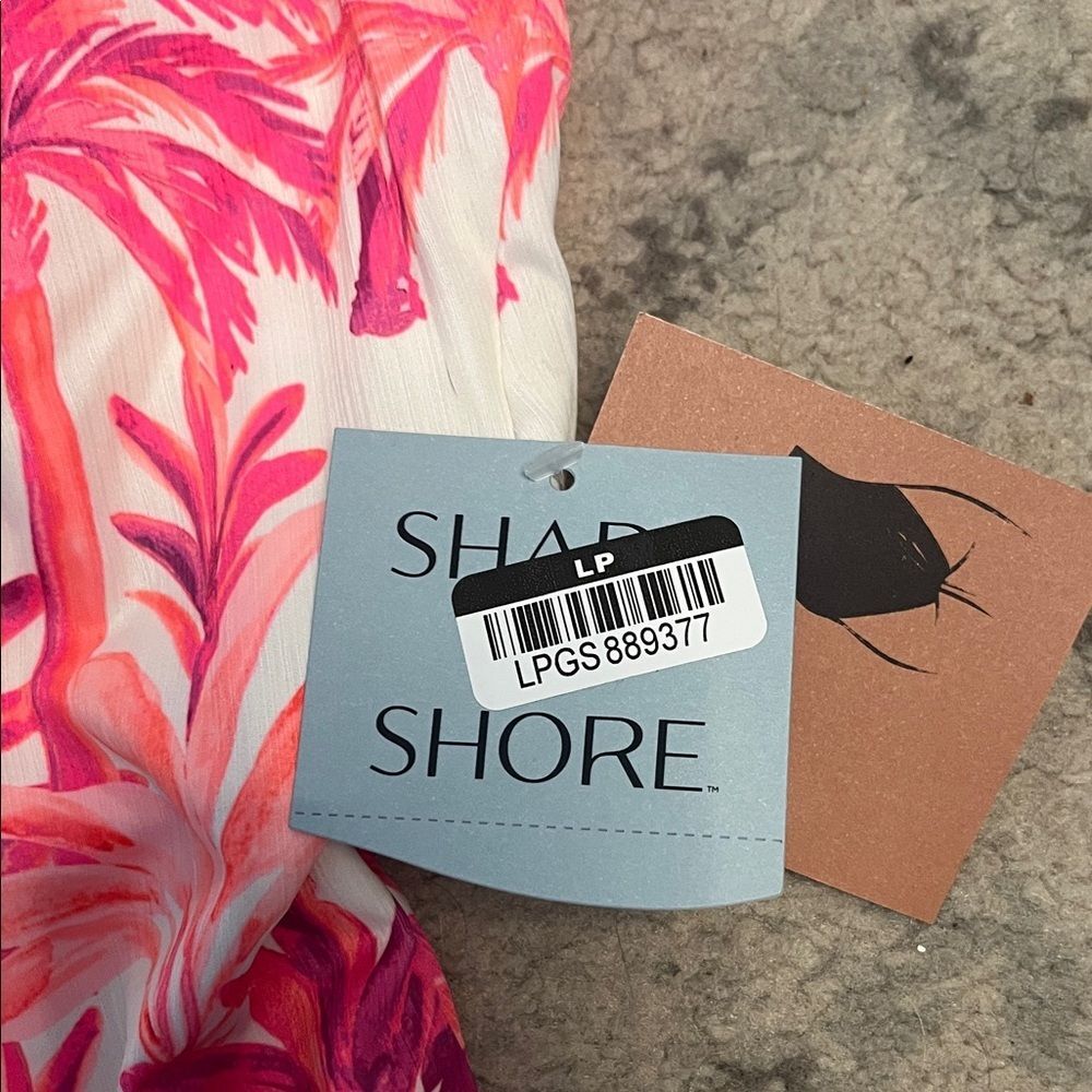 Shade & Shore Women’s Size XL/16 Pink and White Tropical One Piece Swimsuit-New - Picture 3 of 7